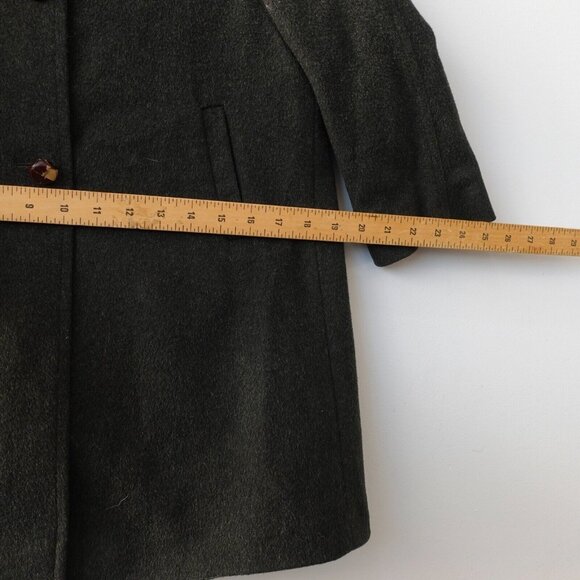 Wool Coat Girls 26 Wool Alpaca Italian Jacket 14 Dark Green Forest MERLET Italy - Picture 6 of 16